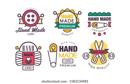 Hand Made Needlework Badge and Logo Vector Set