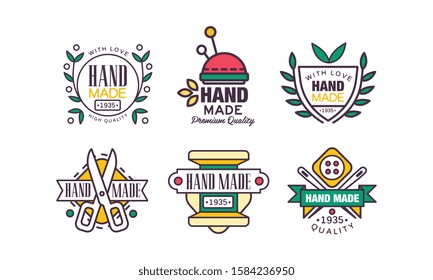 Hand Made Needlework Badge and Logo Vector Set
