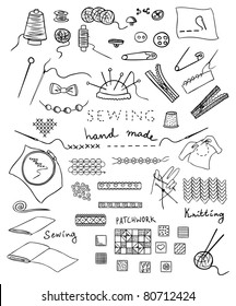 hand made and needlework vector set