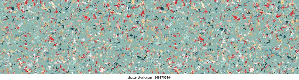 Hand made paper border with confetti inclusions. Seamless horizontal edging trim. Traditional red green holiday ribbon texture. Vector washi tape