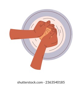 Hand Made Pottery Creating Vector Illustration