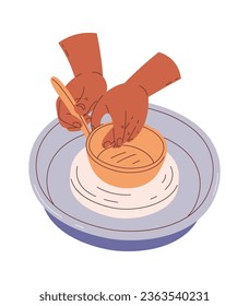 Hand Made Pottery Creating Vector Illustration