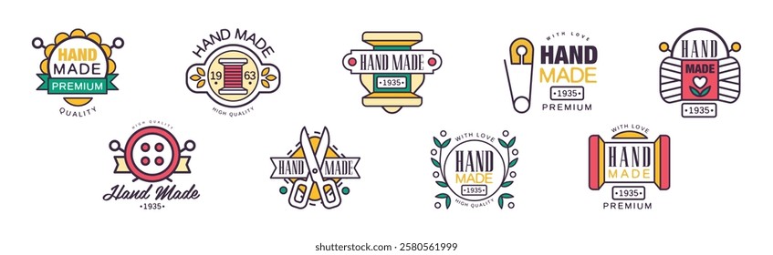 Hand Made Premium Quality Logo and Label Design Vector Set