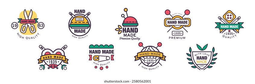 Hand Made Premium Quality Logo and Label Design Vector Set