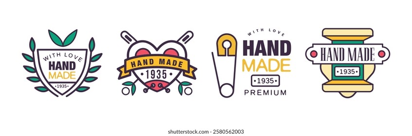 Hand Made Premium Quality Logo and Label Design Vector Set