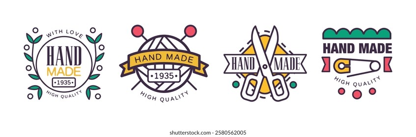 Hand Made Premium Quality Logo and Label Design Vector Set