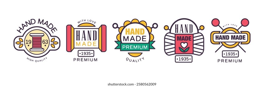 Hand Made Premium Quality Logo and Label Design Vector Set