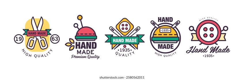 Hand Made Premium Quality Logo and Label Design Vector Set