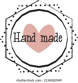 Hand made with red heart