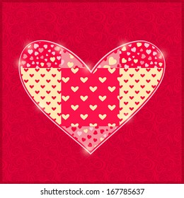 Hand Made Red Heart. Vector Card