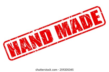 Hand made red stamp text on white