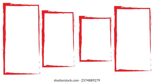 Hand made Rough photo frames. Grunge Frame Collection. Vector illustration isolated on clear background.