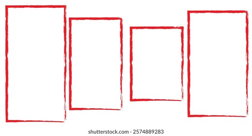 Hand made Rough photo frames. Grunge Frame Collection. Vector illustration isolated on clear background.