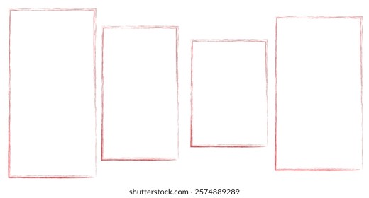 Hand made Rough photo frames. Grunge Frame Collection. Vector illustration isolated on clear background.