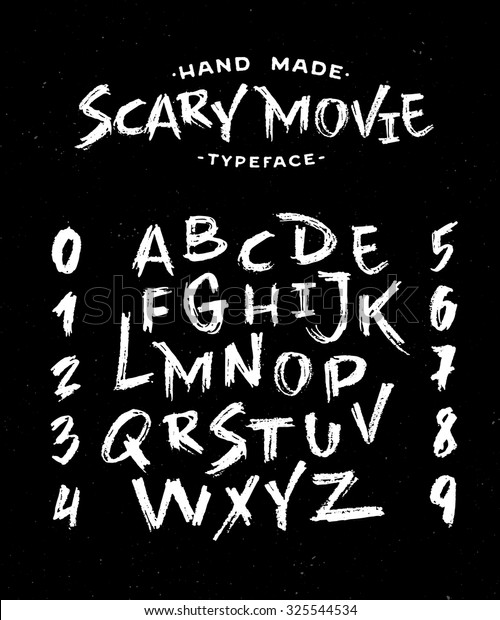 手で落書きフォント 怖い映画 を作る ユーザー設定の手書きアルファベット 手書き の文字と数字 ビンテージレトロなテクスチャーの手描きの書体グランジ効果 ベクターイラスト のベクター画像素材 ロイヤリティフリー 325544534