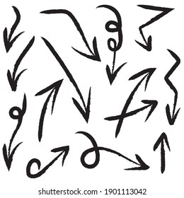 Conjunto de flechas hecho a mano 13 flechas vectorial en el fondo