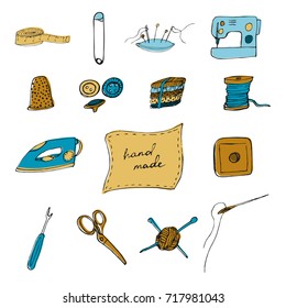 Hand made set in doodle style. For print, decor and creative design