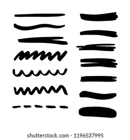 Hand made set of underline strokes. Vector strokes borders dividers in grunge marker style.