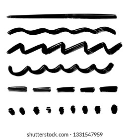 Hand made set of underline strokes. Vector strokes borders dividers in grunge marker style. 