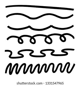 Hand made set of underline strokes. Vector strokes borders dividers in grunge marker style. 