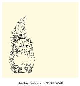 Hand made sketch of cat. Vector illustration.