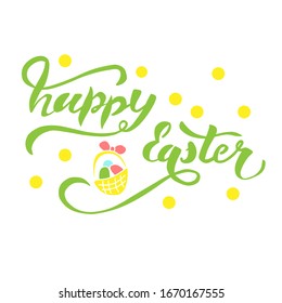 Hand made sketch happy easter text as easter logo, badge and icon. Drawn resurrection postcard, postcard, invitation, poster, banner typography lettering template. Greetings Seasons