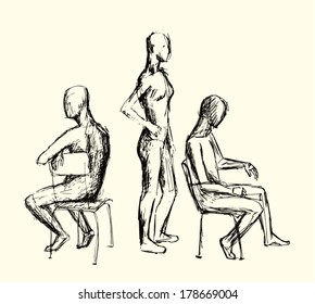 Hand Made Sketch representing people
