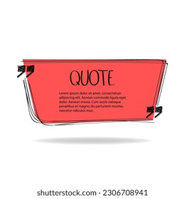 Hand made speech bubble. Quote frame, big set. Freehand text quotes. Empty colored text box templates, quote bubble, quotation symbols.