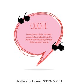 Hand made speech bubble. Quote frame, big set. Freehand text quotes. Empty colored text box templates, quote bubble, quotation symbols.