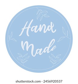 Hand made sticker badge for small business, craft product. Online shop, e-commerce. Vector isolated on white background.