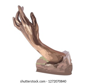 Hand made of stone statue figure vector illustration isolated