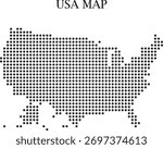 Hand made A stylized map of the United States is formed by a pattern of black dots by Illustrator creating a minimalist design