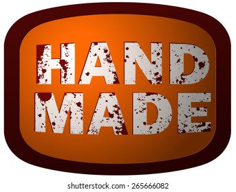 Hand Made Tag Plate, Vector Illustration isolated on White Background. 