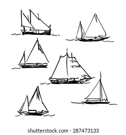 Hand made vector card. Yachting.