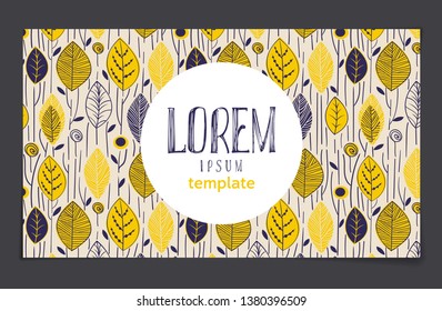Hand made vector greeting card with retro floral pattern. Unusual card for Business,holidays,decoration in 60-th style.