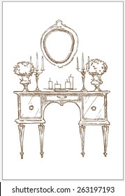 Hand made vector sketch of cozy furniture