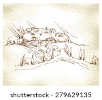 Hand made vector sketch of Italian landscapes