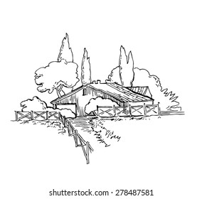 Hand made vector sketch of Italian landscapes