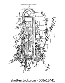 Hand made vector sketch of old streets fragments.