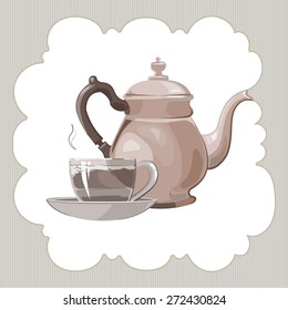 Hand made vector sketch of tea service