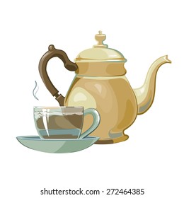 Hand made vector sketch of tea service