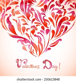 Hand made watercolor lettering for design on heart, greeting card, valentine's day invitation. Vector illustration eps 10