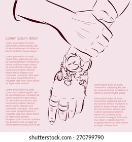Hand made woman hands with accessories. Vector illustration.