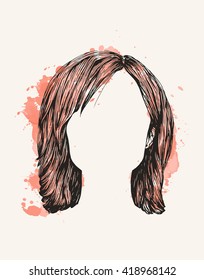 Hand Made  women`s haircuts with splatters. Vector illustration