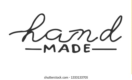 Hand made word. Hand drawn labels or tags for your project. Stamp with lettering. Calligraphy