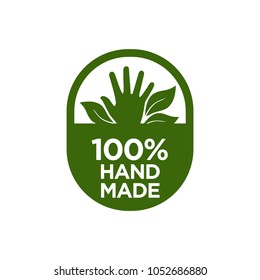 Hand Made100% icon. Isolated vector illustraion.