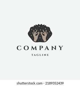 Hand magic logo design template flat vector illustration