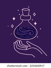 hand with magic potion esoteric style