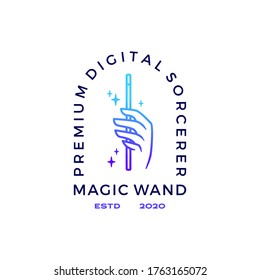 hand magic wand logo vector icon illustration