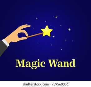 Hand with a magic wand vector illustration